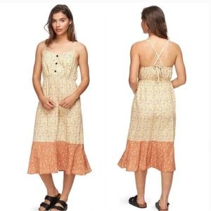 Patagonia Yellow Lost Wildflower Colorblock Tiered Floral Dress women’s large